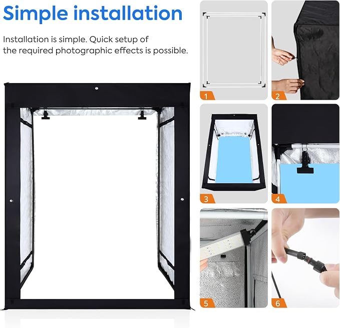 Bi-Color LED Photo Light Box 47x20x55in, Dimmable LEDs Product Photography - Image 6