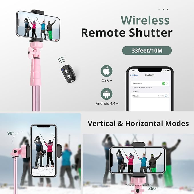 SENSYNE 88" Phone Tripod & Selfie Stick, Extendable Cell Phone Tripod Stand - Image 6