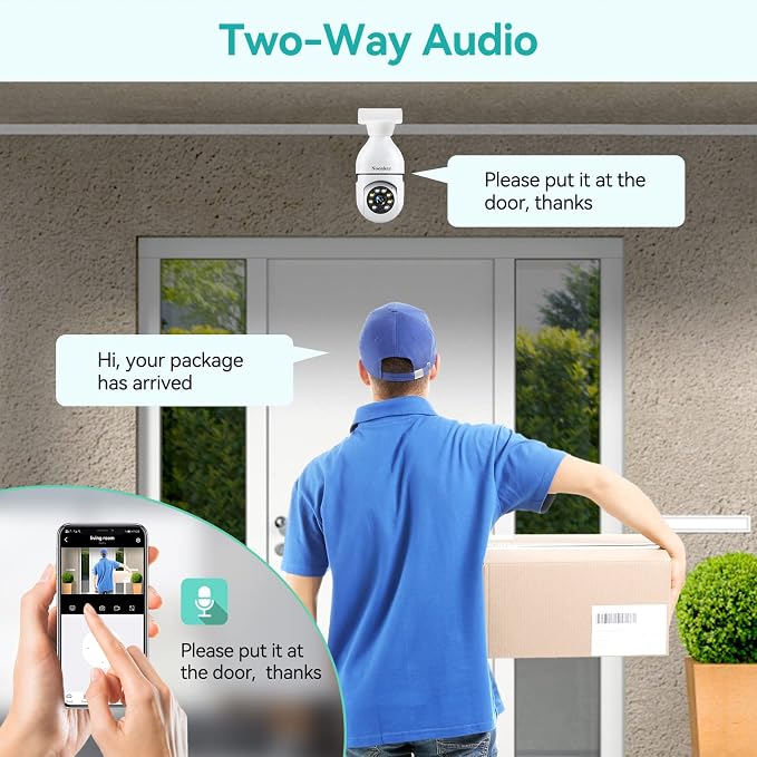 Noonkey 2K/3MP Light Bulb Security Camera, 5G& 2.4GHz WiFi 2 Pack Alexa Home - Image 7