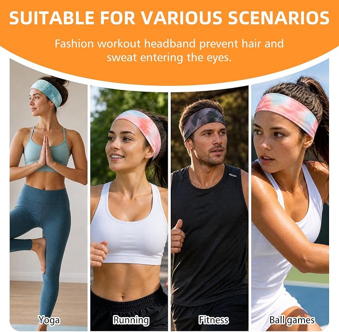 8PCS Summer-Exclusive Non Slip Sports Elastic Soft Running Fashion Headbands - Image 5