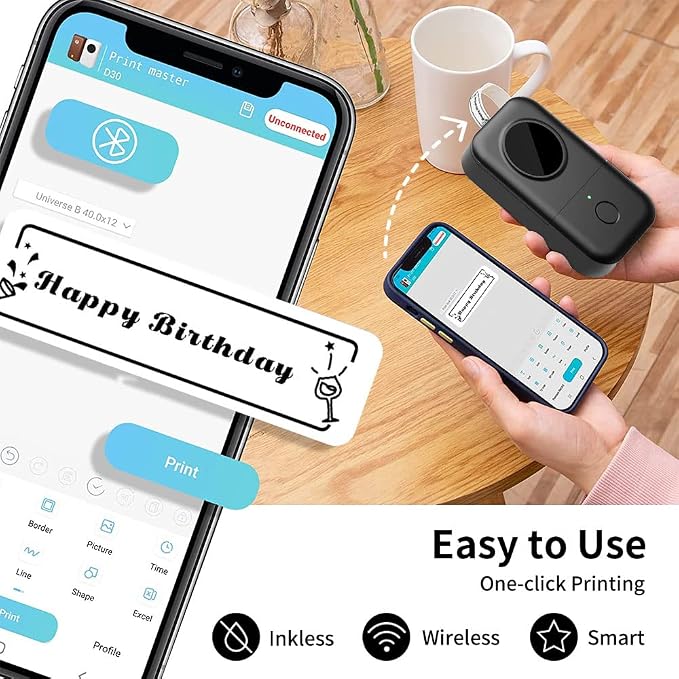 Phomemo D30 Label Maker Machine, Inkless Thermal Label Printer Portable Sticker - Image 9