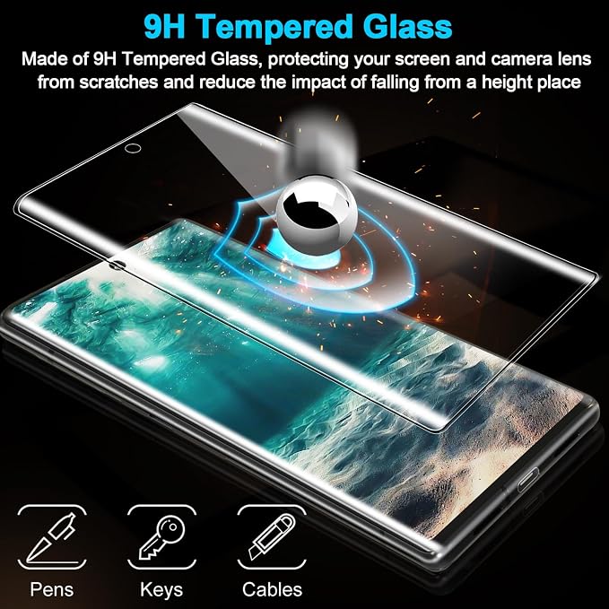 3 Pack Galaxy S21 Ultra Screen Protector, HD Clear Tempered Glass, Fingerprint - Image 4
