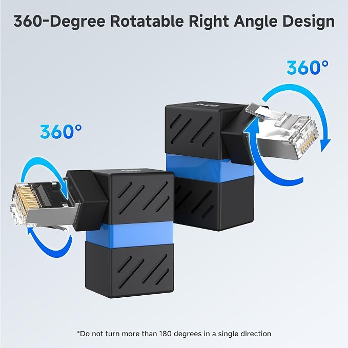 Cable Matters 2-Pack 10Gbps 360° Rotatable Cat 6A Right Angle Ethernet Adapter - Image 2