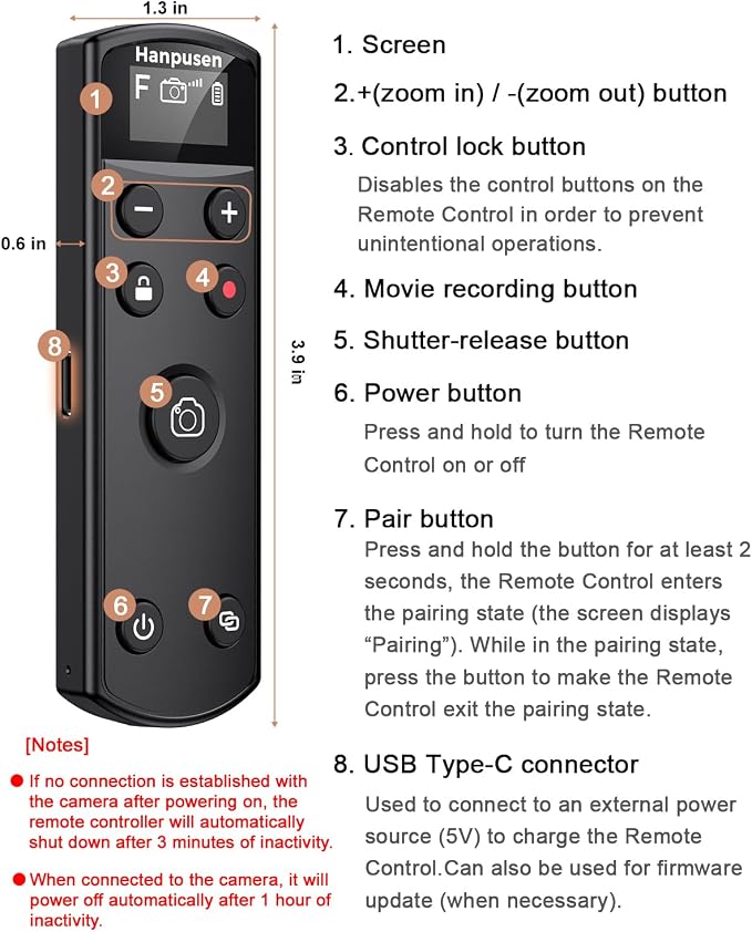 for Fujifilm Camera Remote Control, Hanpusen Rechargeable Wireless Shutter - Image 7