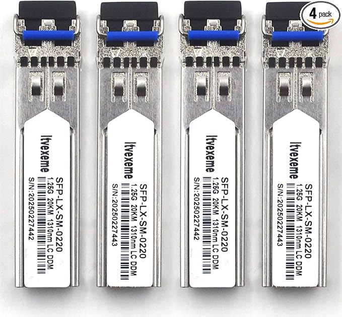 4 Pack 1.25G SFP Network Transceiver Module, 1000Base-LX Single Mode, 1310nm SMF by Unknown