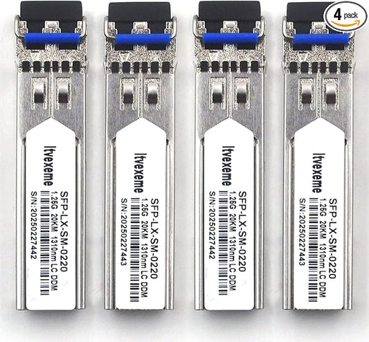 4 Pack 1.25G SFP Network Transceiver Module, 1000Base-LX Single Mode, 1310nm SMF by Unknown