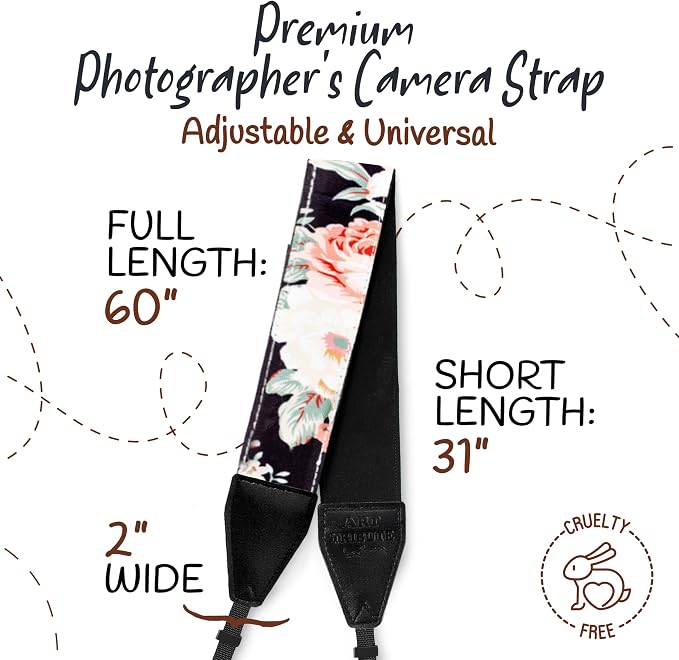 Art Tribute Camera Strap, Vintage Embroidered Neck Shoulder & Crossbody Camera - Image 5
