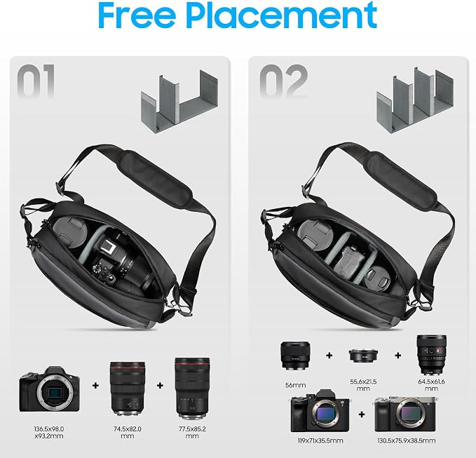 FINTIE Camera Sling Bag for DSLR/SLR/Mirrorless, Waterproof Crossbody Camera - Image 4
