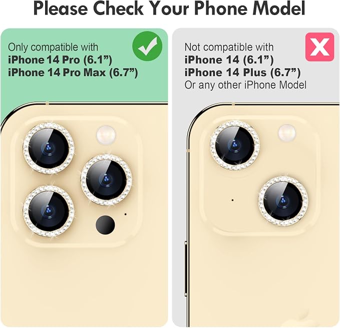 for iPhone 14 Pro/14 Pro Max Camera Lens Protector Bling, 9H Hardness - Image 2