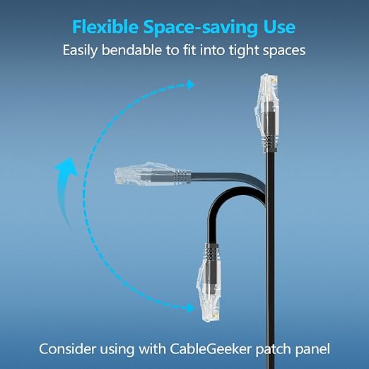 CableGeeker Patch Cables Cat6a 5ft Slim, Cat6 Ethernet Patch Cable 10G Support - Image 3