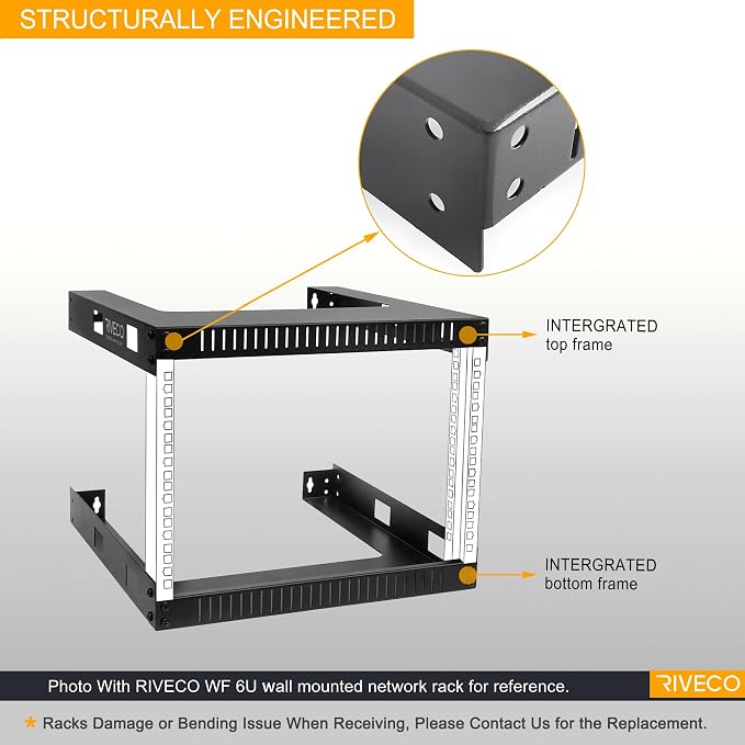 RIVECO 12U 19" Wall Mount Server Rack – 17.7" Deep 2 Post Open Frame Cabinet - Image 2