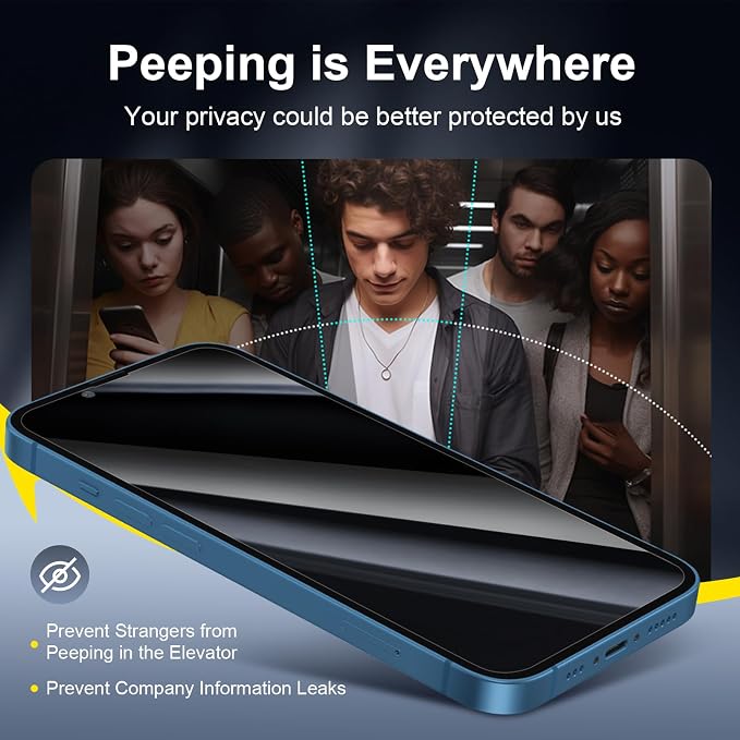NEW'C 3x Privacy for iPhone 13 Screen Protector+ 3x Camera Lens Protector - Image 4