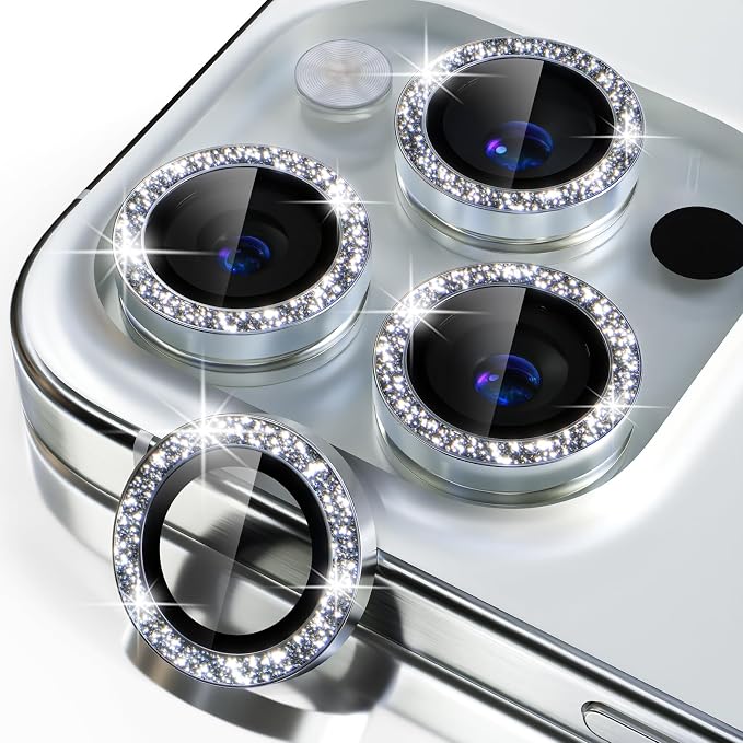 Misea Compatible for iPhone 15 Pro/iPhone 15 Pro Max Camera Lens Protector Bling by Misea