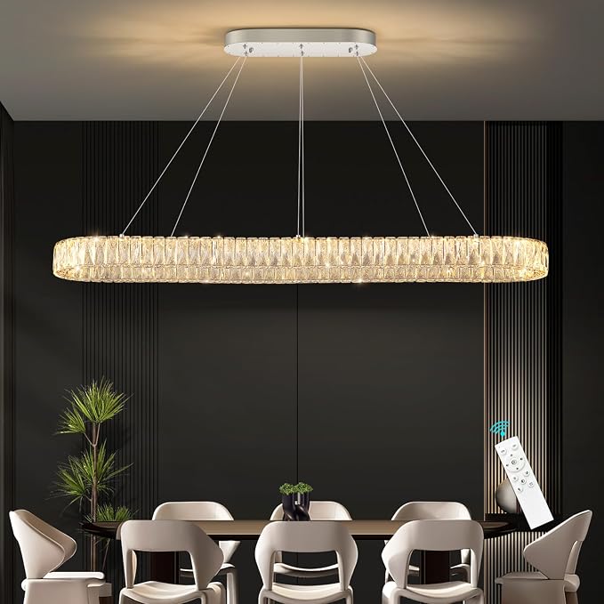 HAIXIANG Crystal 59 Inch Long Chandelier Modern Dimmable LED Chandeliers - Image 4