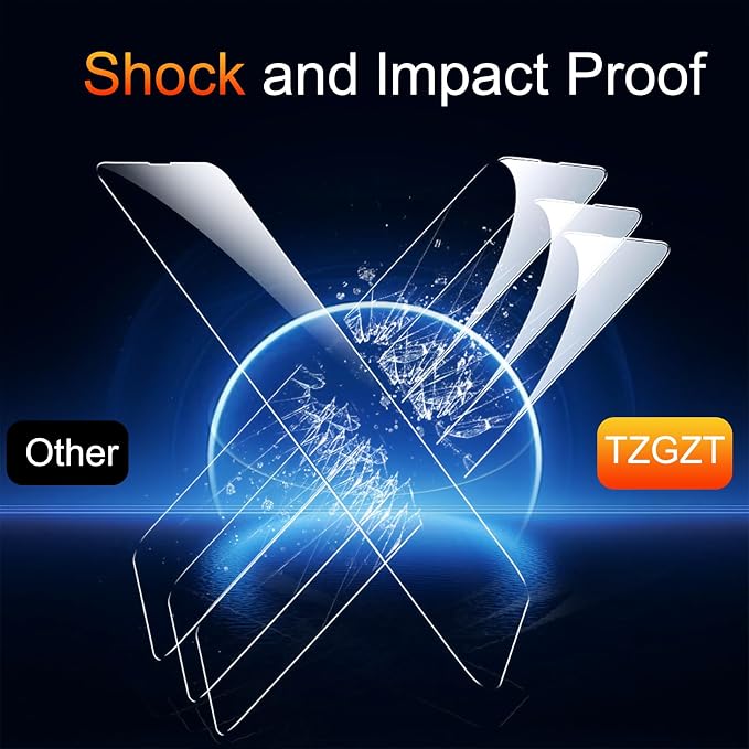 TZGZT 3 Pack Screen Protectors for iPhone 13, 9H Tempered Glass, Military Grade - Image 3
