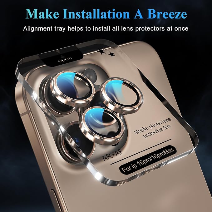 YWXTW Camera Lens Protector for iPhone 16 Pro/iPhone 16 Pro Max, Tempered Glass - Image 5