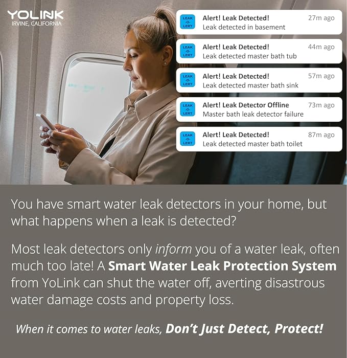 YoLink Smart Home Starter Kit: Hub & 3-Pack Water Leak Sensor 1, LoRa Up to 1/4 - Image 6