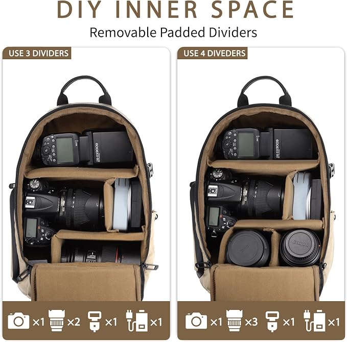 TAAOKA Camera Sling Bag, DSLR/SLR/Mirrorless Camera Backpack Case Shockproof - Image 4