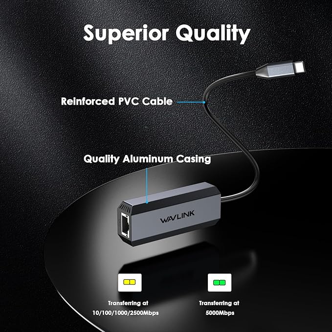 WAVLINK 5Gbps USB C Ethernet Adapter – 5G/2.5G/1G/100M/10M Auto-Adaptive - Image 7