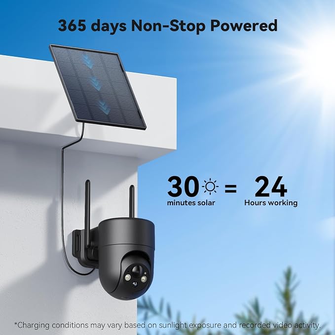 ELYSOO Solar Security Cameras Wireless Outdoor, 2.4GHz WiFi, 2K Color Night - Image 2