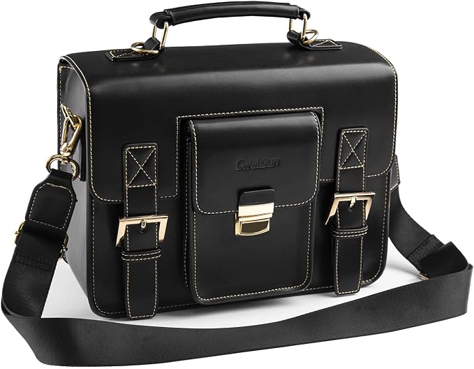 Cwatcun Leather Camera Bag Compact Shoulder Bag by FocusonCameraBag
