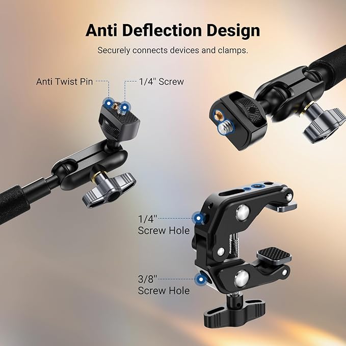 NEEWER 22" Magic Arm w Desk C Clamp, Overhead Camera Mount - Image 5