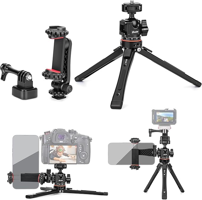 Zeadio Heavy Duty Metal Tripod Kit, Universal 1/4" Screw Adapter Tripod Mount by Zeadio