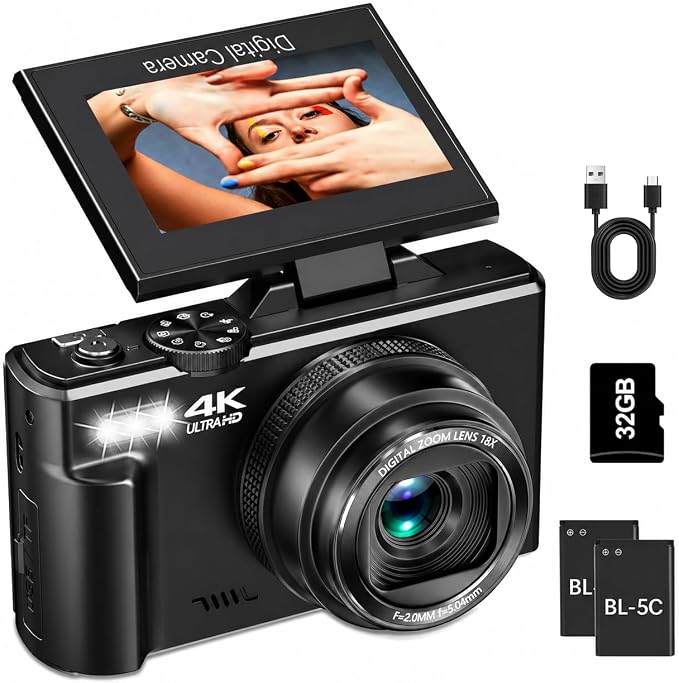 4K Digital Camera for Photography, 64MP Vlogging Camera for YouTube by MAENLANS