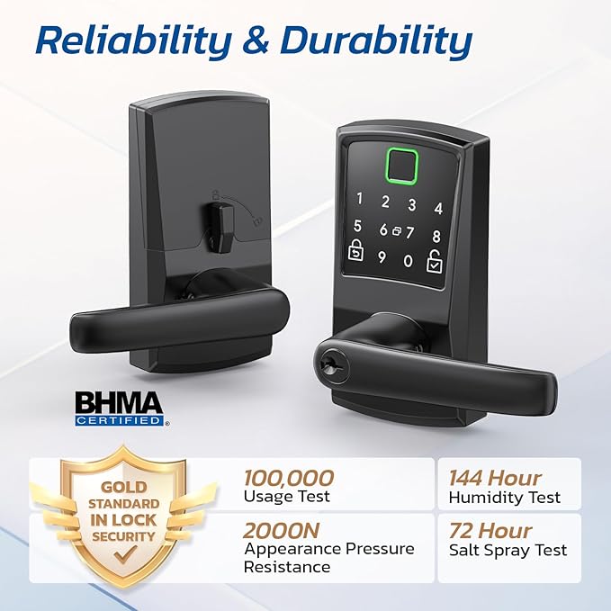 Keypad Smart Door Lock with Handle, Fingerprint Keyless Entry Digital Lock - Image 5