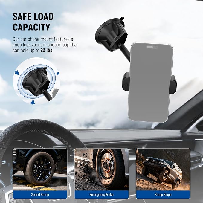 NEEWER Phone Holder for Your Car, 360° Rotating Vacuum Suction Cup Metal Cell - Image 4