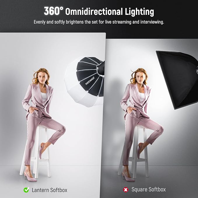 NEEWER 26"/65cm Lantern Softbox One Step Quick Release, 360° Light Diffuser - Image 3