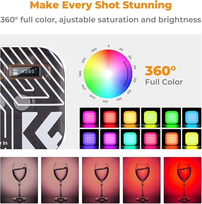 K&F CONCEPT RGB Video Light, 360° Full Color Portable Photography Light - Image 3