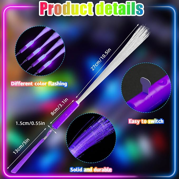 Skylety 36 Pcs Fiber Optic Wand, LED Fiber Optic Wand - Image 2