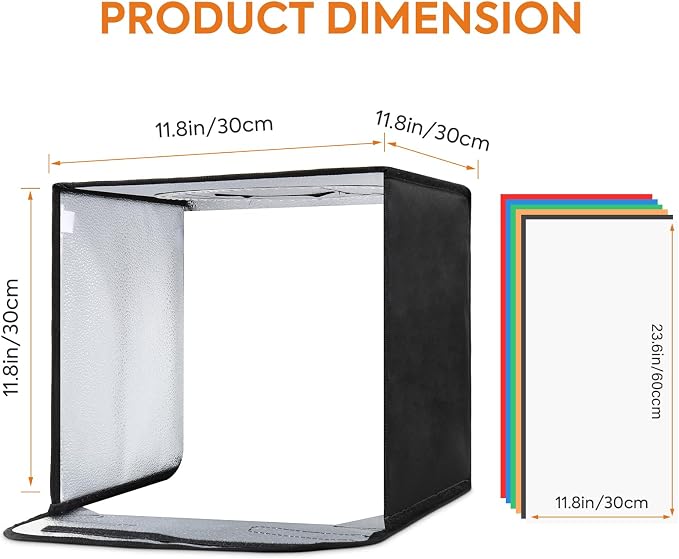 Photo Light Box 12 inch, Photography Lighting Tent Studio Kit - Image 6