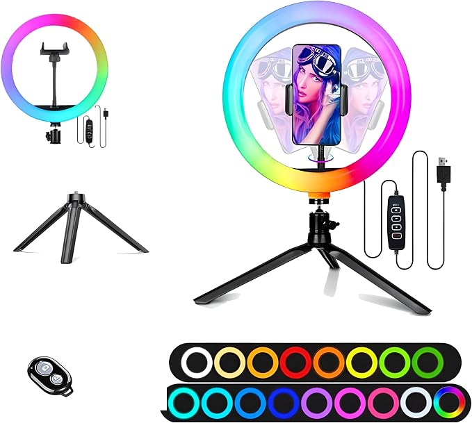 12" Selfie Ring Light with 4" Desktop Tripod Stand & 1 Phone Holder, LED by TripodTree