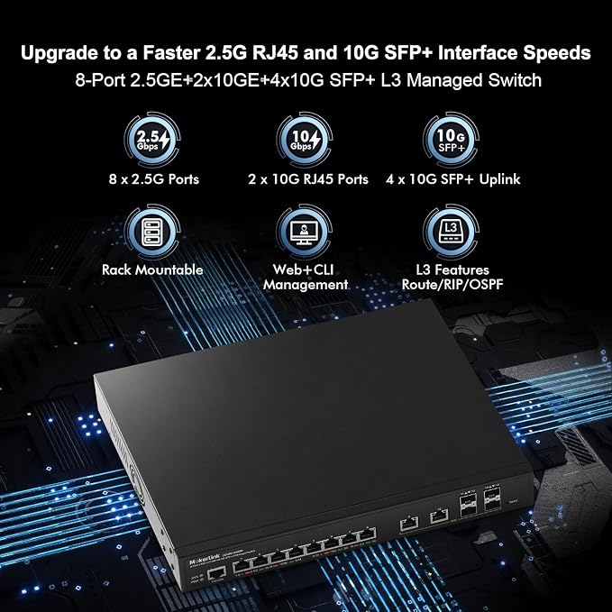 MokerLink 8 Port 2.5 Gigabit Managed Switch, 2x10G Ethernet Ports, 4x10G SFP+ - Image 2