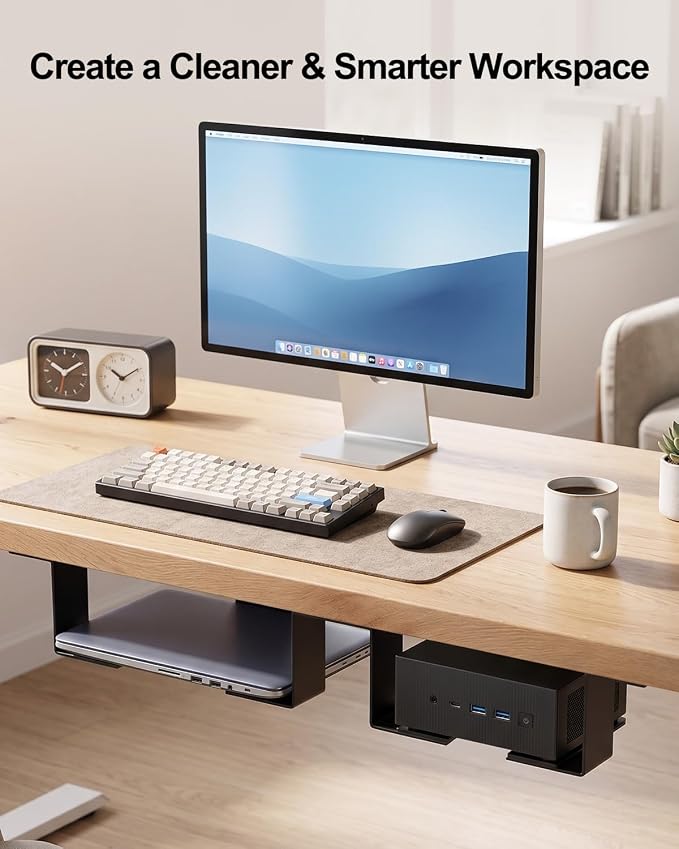 Under Desk Laptop Twin Holder & Device Mount, Heavy Duty Metal Adhesive - Image 6
