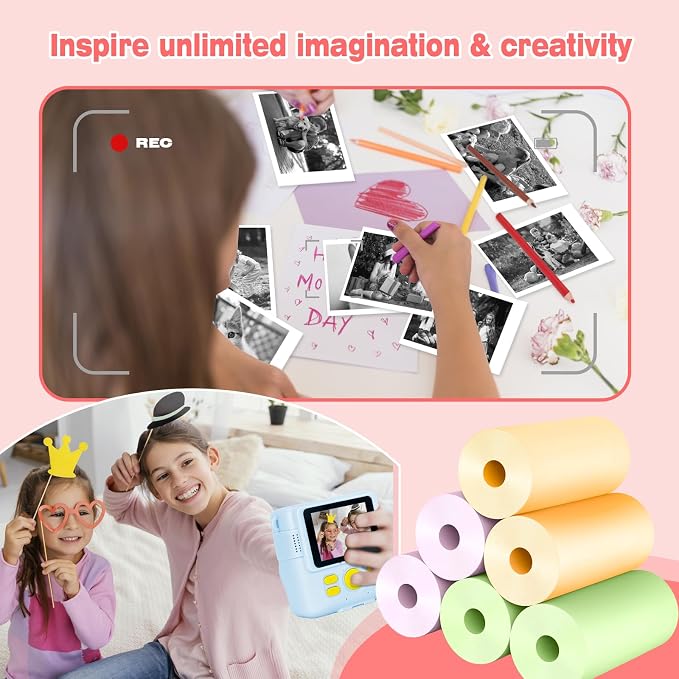 6 Rolls Kids Camera Instant Print Refill Paper Set, Phetium HD Printing Thermal - Image 4