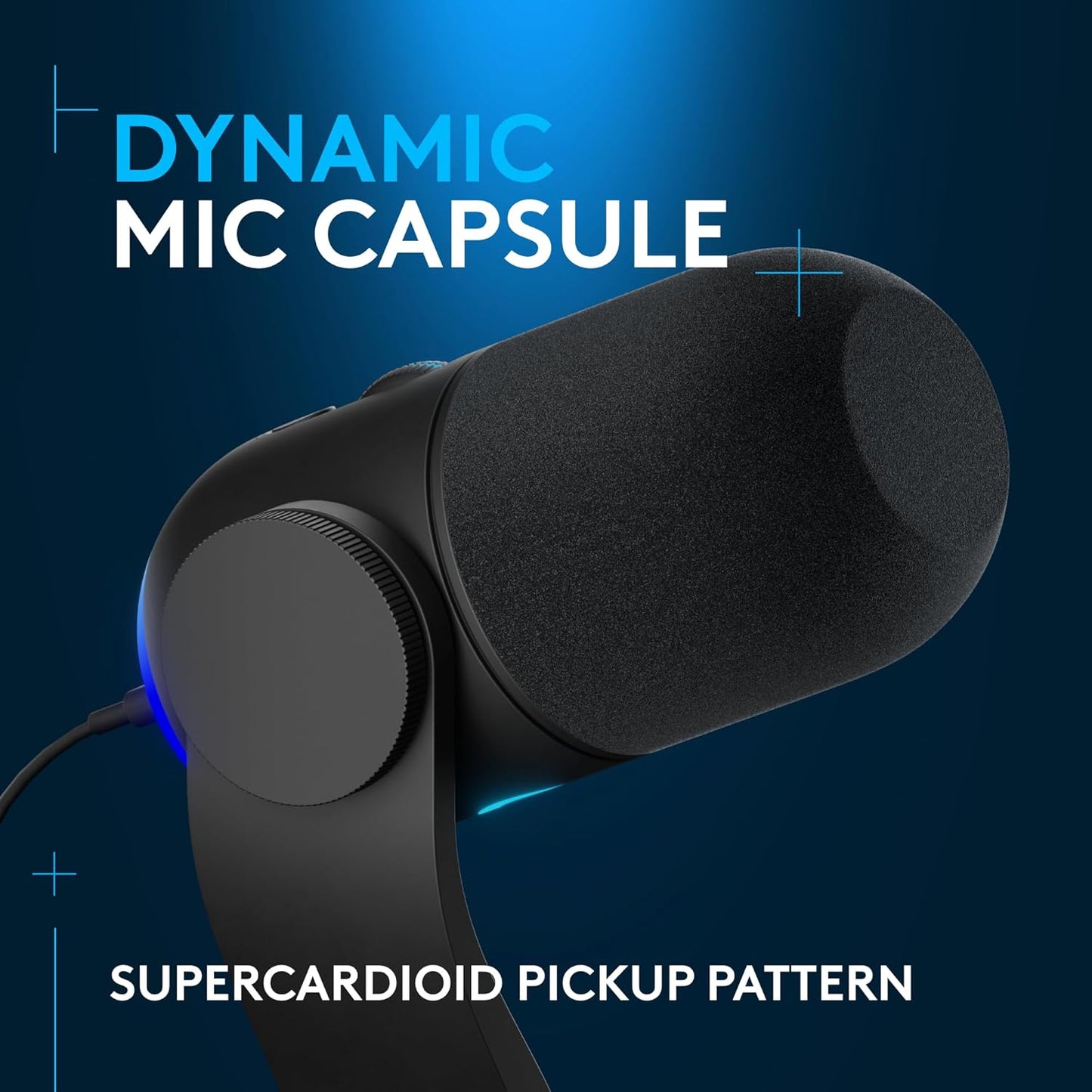 Logitech G Yeti GX Dynamic RGB Gaming Microphone, Podcast Microphone with LIGHTSYNC, Blue VO!CE, G HUB Control, USB Plug and Play - Black