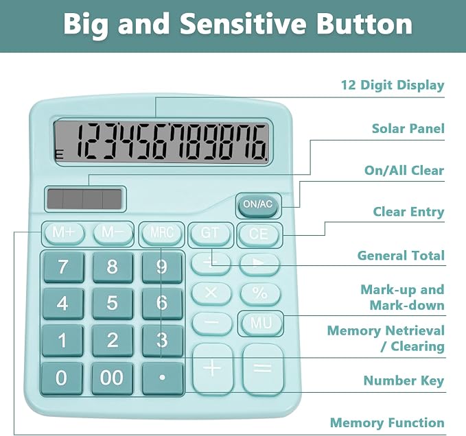 Cute Light Blue Desktop Calculator - Image 6