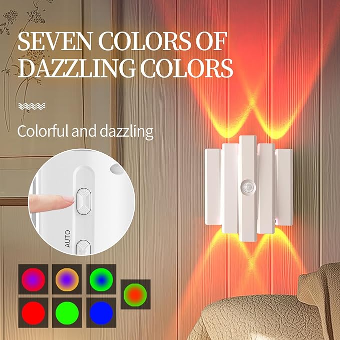Rechargeable Motion Sensor Night Light, Magnetic RGB Color Changing LED Ambient - Image 3