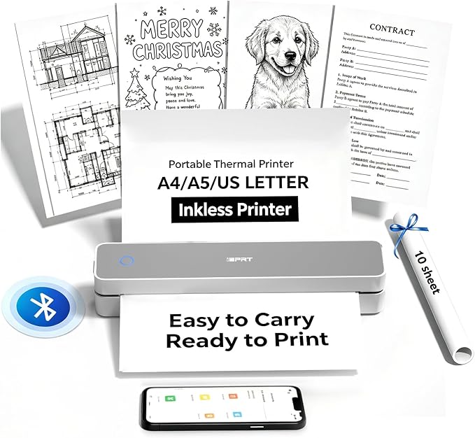 iDPRT MT610 Portable Thermal Printer, 203DPI Mobile-Travel-Printers, by iDPRT