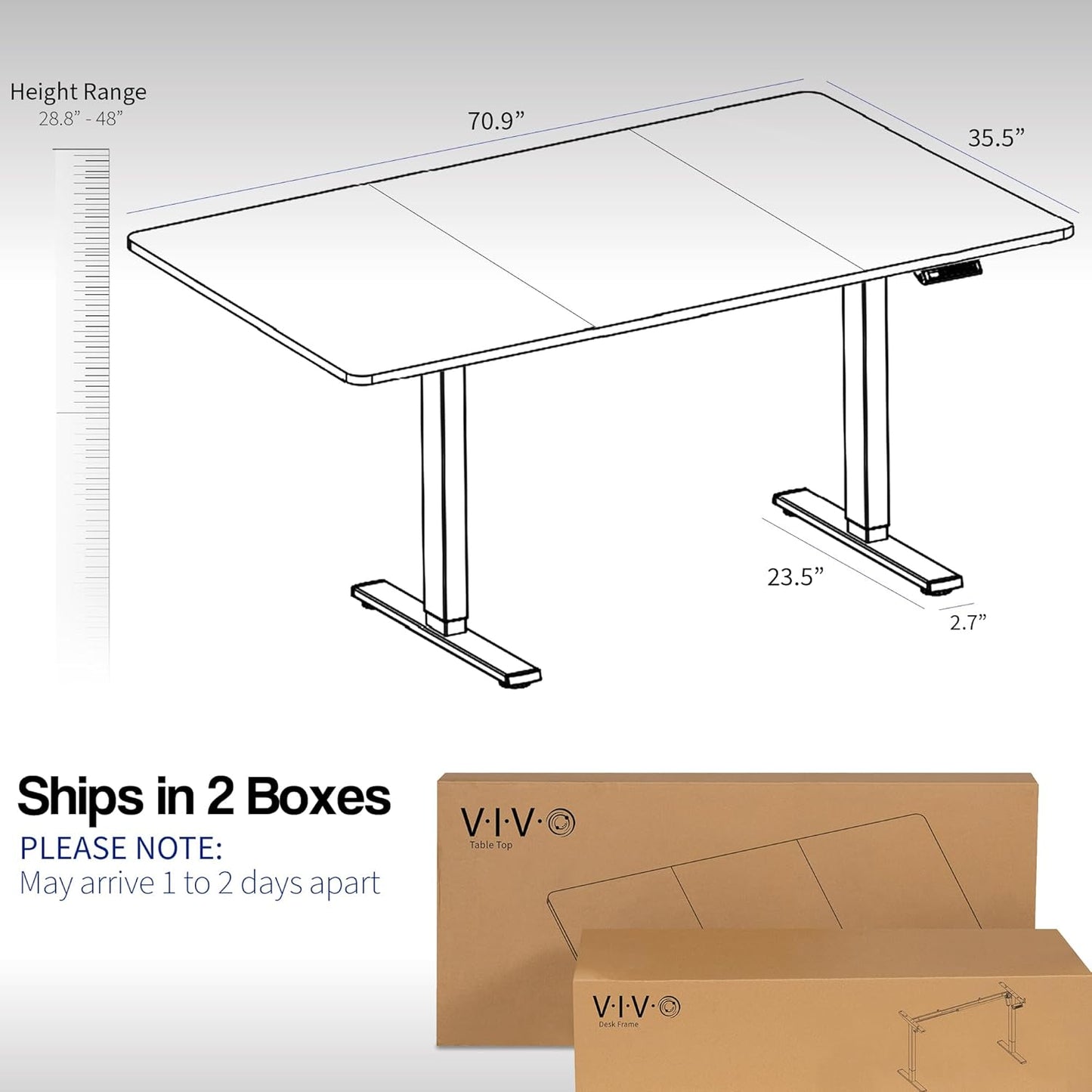 VIVO Electric 71 x 36 in Standing Desk, Memory Height Adjustment, 1B Series, Black Top Black Frame, DESK-KIT-1B7B-36