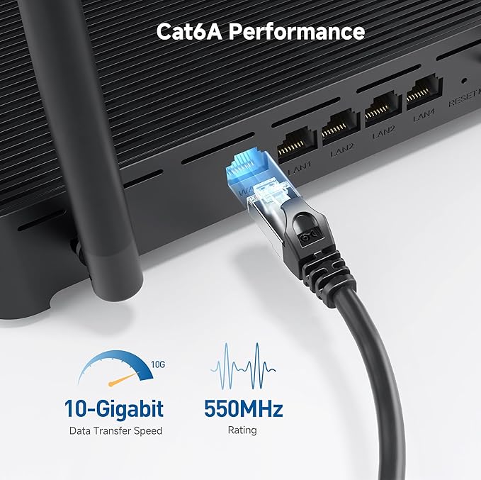 Cable Matters 10Gbps 5-Pack Snagless Short Shielded Cat 6A Ethernet Cable - 1ft - Image 3