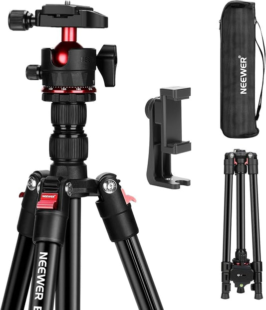 NEEWER Basics Travel Tripod for Camera, Ball Head, Arca Type QR Plate, Cell by Neewer