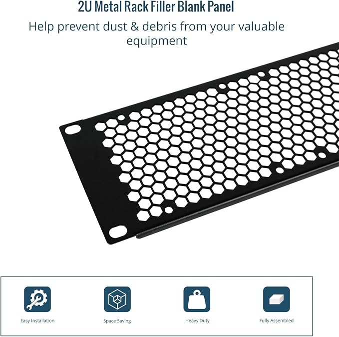 Tecmojo 2 Pack Vented 2U Blank Rack Mount Panel, Steel Patch Panel Filler - Image 5