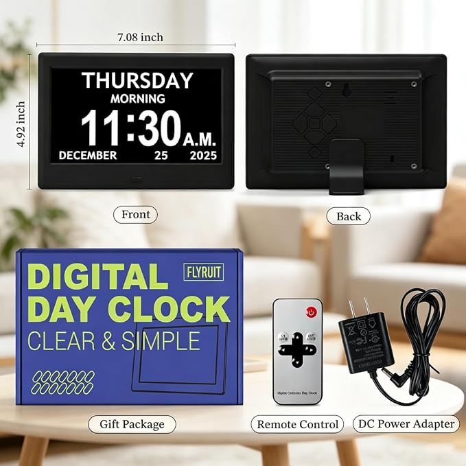 7'' Dementia Clock For Seniors, Large Display Digital Clock - Image 9