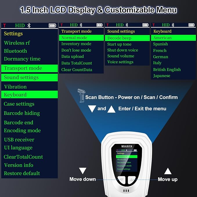 KUIIYER 1D QR 2D Barcode Scanner, Handheld Barcode Reader - Image 2