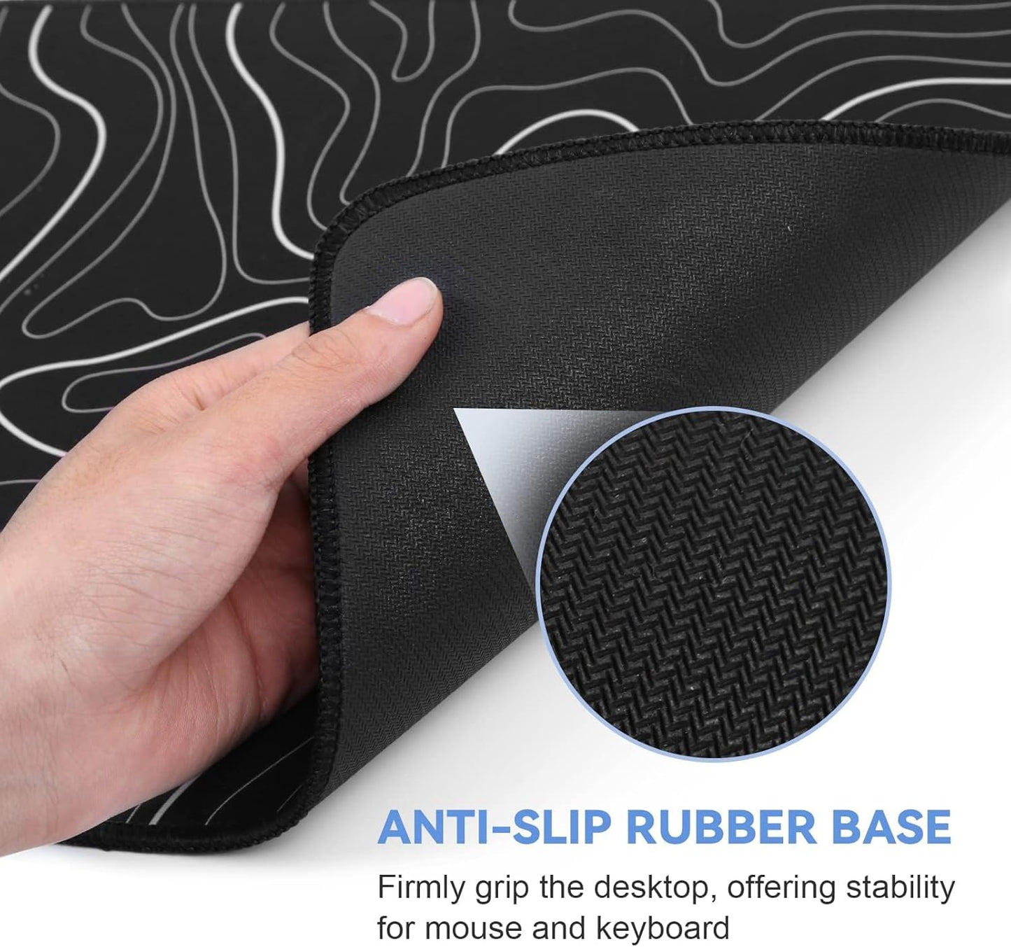 Large Mouse Pad for Desk - Gaming Mouse Pad with Non-Slip Base Stitched Edges, Desk Mat Desk Pad for Keyboard and Mouse