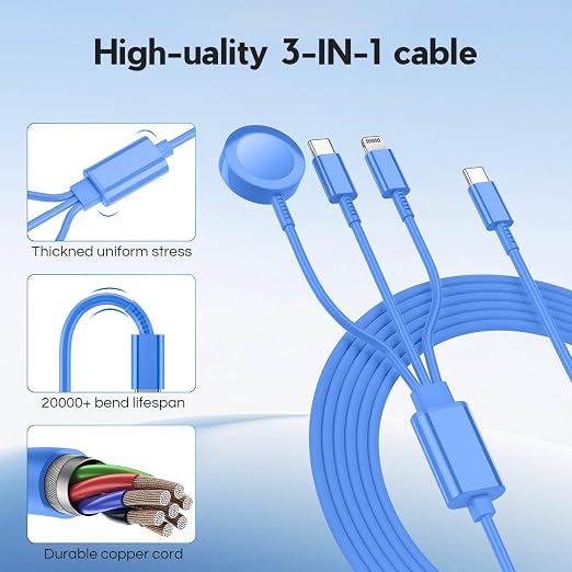 Upgraded Apple Watch Charger, 3 in 1 Multi Charging Cable 6FT, Magnetic Fast - Image 4